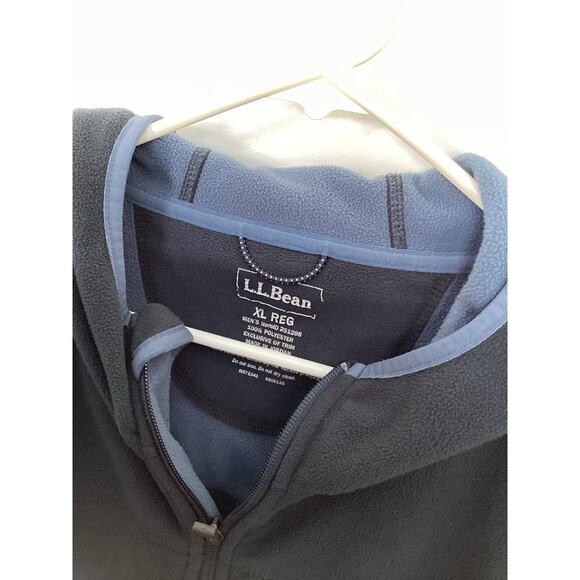 L.L. Bean Men’s Fleece Polartec Hooded Zip-Up Sweater Hiking Outdoor Navy SZ XL - Picture 6 of 11